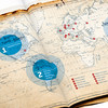 Alte Weltkarte mit Standorten
