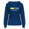 Blauer Kapuzenpulli mit FAB-Logo