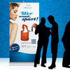 Weißes Werbeplakat von mr.net mit einer Frau im Seitenprofil drauf