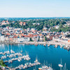 Luftbild der Flensburger Hafenspitze mit Blick auf Westufer und Museumsberg