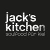 schwarzes Logo von jacks kitchen mit weißer Schrift