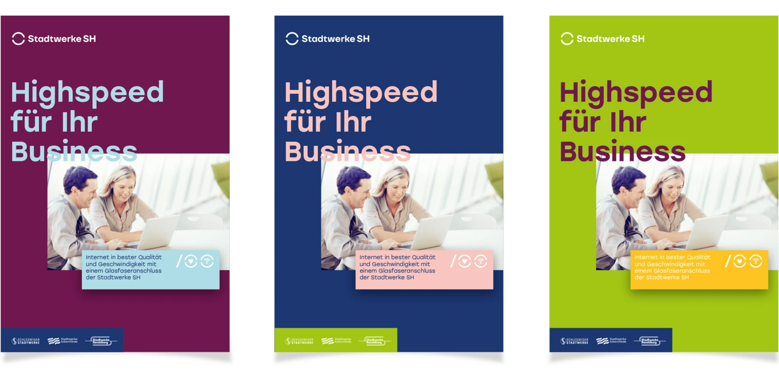 Drei bunte Hefte von den Stadtwerken