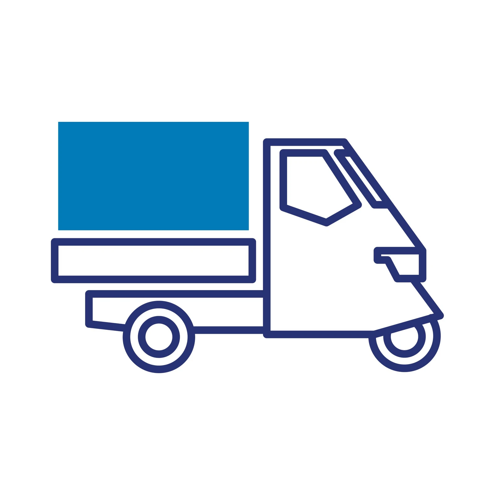 Kleiner Lieferwagen mit blauen Anhänger