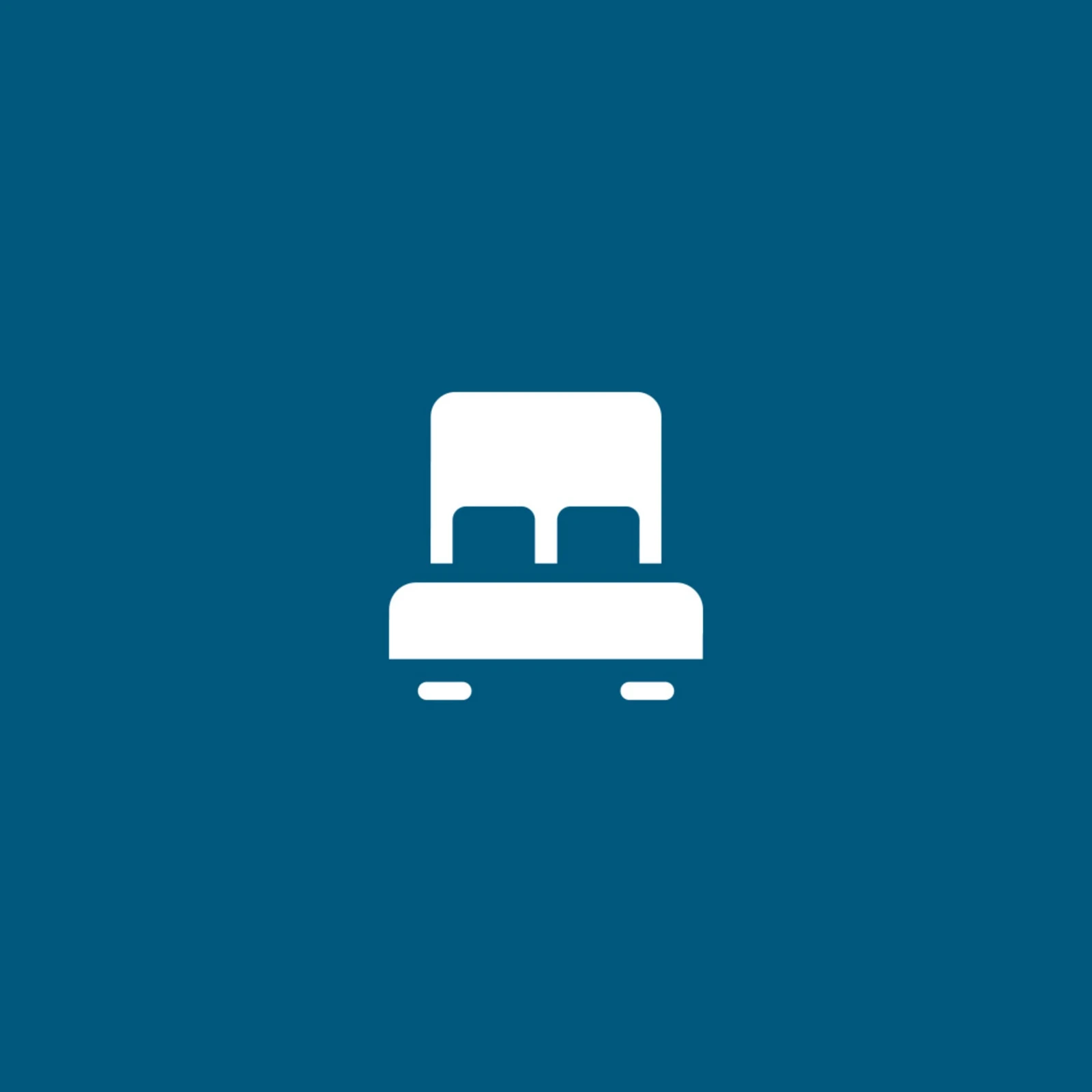 Bett Icon auf blauen Hintergrund