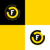 Vier bunte Kacheln mit dem Logo von Fabian Frühling