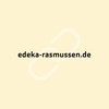 Schwarze URL edeka-rasmussen.de vor gelbem Hintergrund